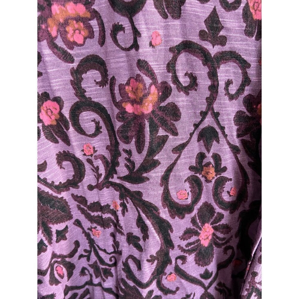 Free People Printed Bridgette Tunic Top Oversized Blouse Violet Rose Women's XS - Picture 5 of 8